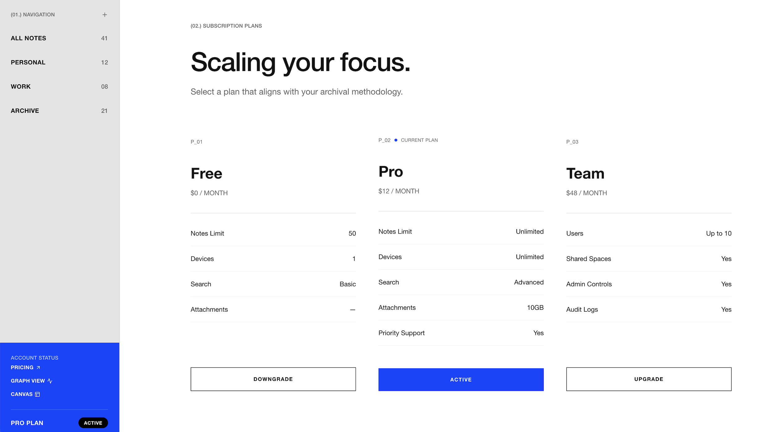 Pricing a thinking tool is hard. We made upgrading feel obvious, not forced.