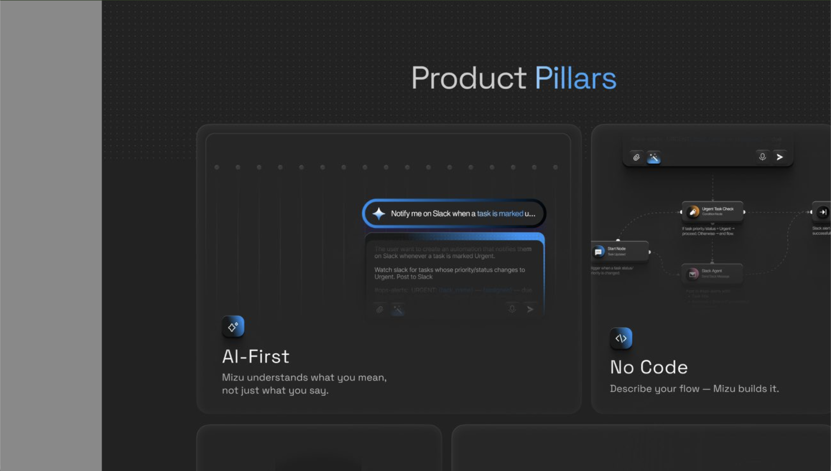 Describe a workflow in plain English. The AI asks what it needs to know, then builds it.